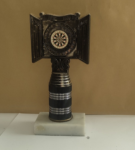 Darts trophy silver metal - trophy,