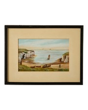 Naive Antique Seascape - Oil