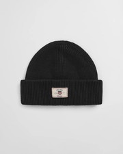 GANT Mens Cotton Blend Ribbed Beanie - 5 Black