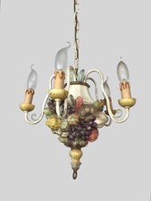 Florentine Polychrome Toleware Chandelier & Matching Wall Light Fruit Cluster