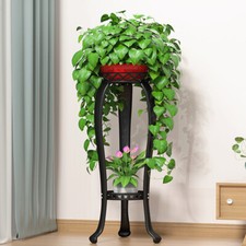 2 Tier Metal Plant Stand Flower Pot Bonsai Shelf Display Rack Balcony Garden