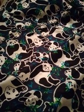 Pure Printed Snow Bear White Black Green Silk Material For Dress8.5yards