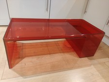 Vintage Kartell Usame red Acrylic Coffee Table Magazine Rack Italy Space Age
