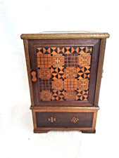 Tunbridge Ware Cabinet Humidor Smokers Inlaid wooden Drawers 25cms Tall