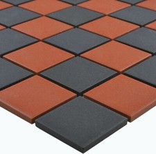 Victorian Black & Red 20x20cm ceramic quarry Effect tiles vintage Look 6 sqm lot