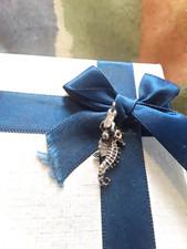 SILVER CHARM NUVO MERMAID ON SEAHORSE ONE GEM EYE MISSING