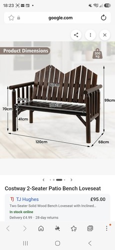 Wood loveseat with inclined - wood,