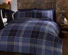 Argyle Tartan Check Duvet Cover Reversible Beddinh Set Stripe Quilt