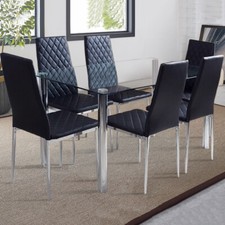 2/4/6× PU Leather Padded Dining Chairs Metal Legs High Back Kitchen Dinning Room