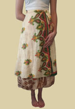 Vintage Handmade Indian Sari Skirt REVERSIBLE.  Hippie, Boho 2 Layer, UK 8-20