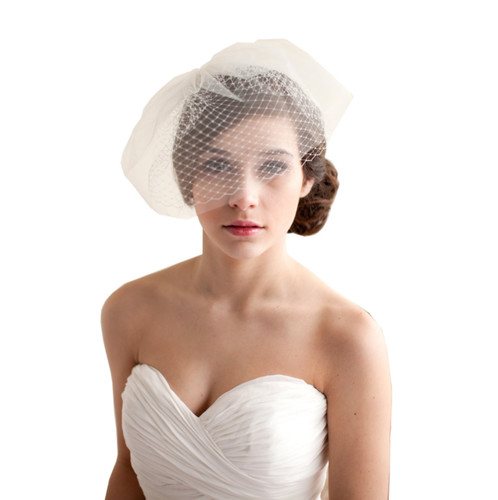 Bridal feather net - net, bow