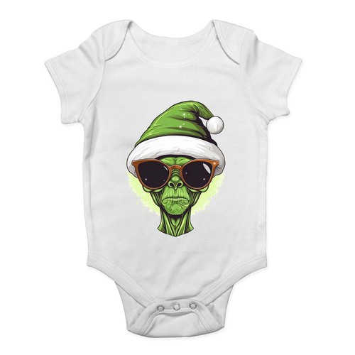 Green christmas elf alien with - green,
