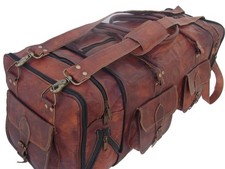New Leather Genuine Travel Men Gym Vintage Weekend Luggage Overnight Duffle Bag