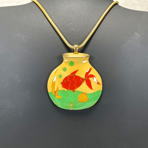 Vintage cloisonne fishbowl - vintage,