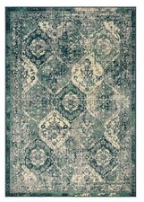 Perfect Vintage Looking Rug Teal Easy Care 133x195cm Distressed Free Postage