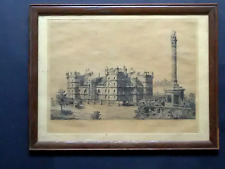 Antique Pen & Ink Drawing, George Heriot's School, Edinburgh, Scotland