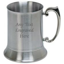 Personalised Engraved Stainless Steel US 1 Pint Tankard 500ml  Any Text You Want