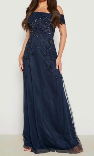 Hand embellished navy blue - hand,