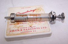 VINTAGE EVERETT GLASS SYRINGE WITH BOX VINTAGE HYPODERMIC NEEDLES