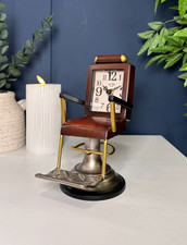 Brown Vintage Barber Chair Desk Table Clock Gift | Vintage Retro Style Clock