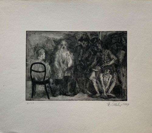 Etching 1979 interior room - 1979,