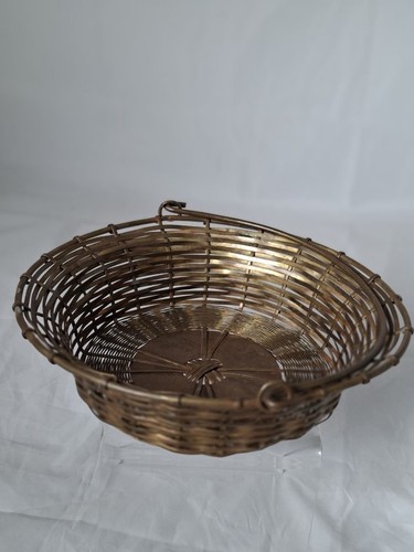 Vintage brass basket - brass, hand