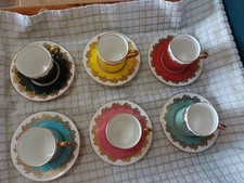 VINTAGE Ainsley Bone China Coffee/Espresso Cups And Saucers X 6