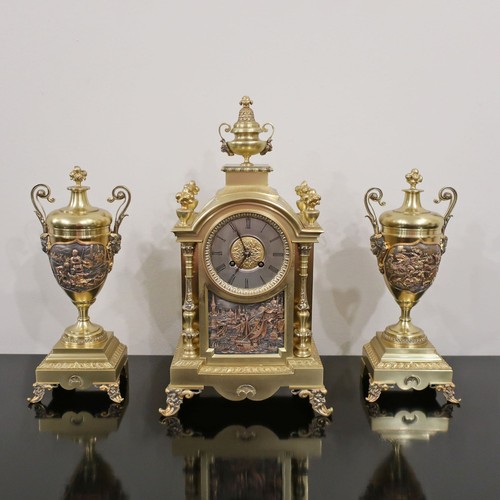 Antique mantel clock set - mantel,