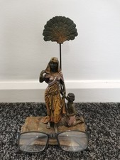 Franz Bergman Geschutzt Bronze Cleopatra Egyptian Stunning Lady Fanned By Slave