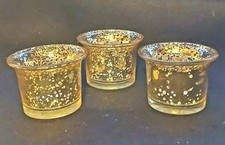 3 Gold Votive Candle Holders