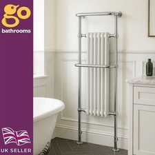 Tall Victorian Chrome Bathroom Heated Towel Rail Column Designer 150x59cm