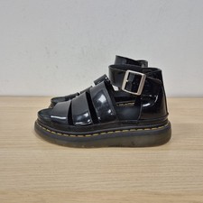 Dr Martens Clarissa Black Patent Leather Gladiator Chunky Sandals Size Uk 5