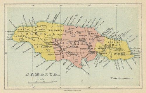 Map jamaica showing - map,