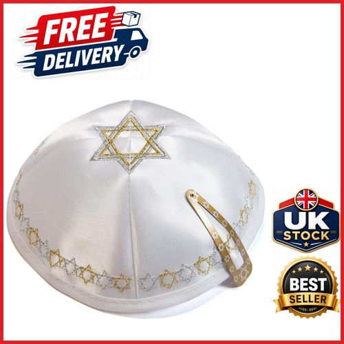 White satin kippah 20cm - satin,