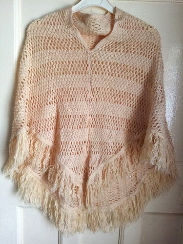 Poncho shawl peach wrap ivory - peach,