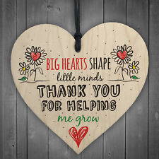 Teacher Leaving Gift Nursery Wooden Heart Plaque Childminder Preschool Thank You