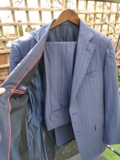 Pal Zileri Full 2 pcs blue Suit purple stripes LORO PIANA cloth UK44 EU54 silk
