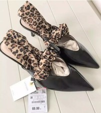 Zara Leather Mid-heel Leopard