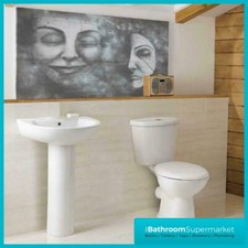 Bathroom Suite Toilet WC 1Tap Hole Basin Sink Close Coupled Toilet Full Pedestal