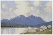West of Ireland Landscape, Paul Henry print in 10 x 12 inch mount  SUPERB