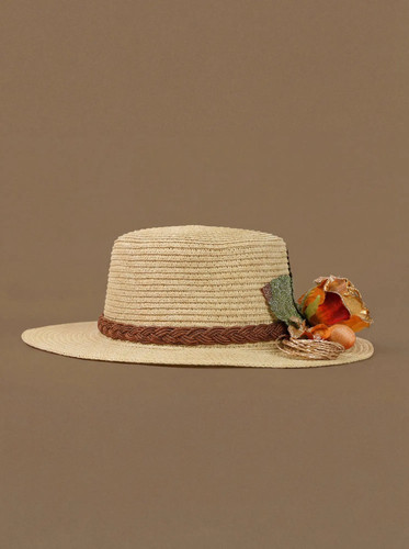 Boater straw hat women natural - boater,
