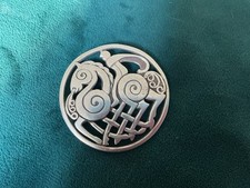 Sterling Silver Sleipner Brooch Vintage Shetland Odin's Horse Round Openwork