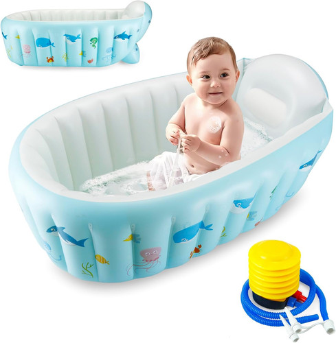 Inflatable baby bath tub with - inflatable,