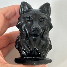 Black Obsidian Wolf Head Carving