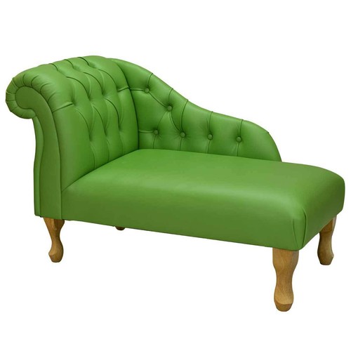 Green leather chaise longue - leather,