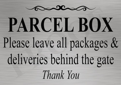 Parcel box metal sign - parcel,
