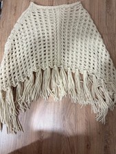 Inverni Cream Crochet Poncho One Size