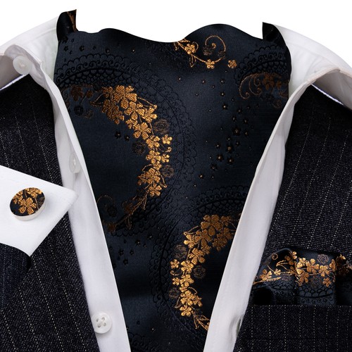 Mens jacquard ascot cravat set - jacquard,