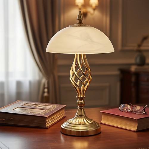 Gold twisted spiral table lamp - gold,