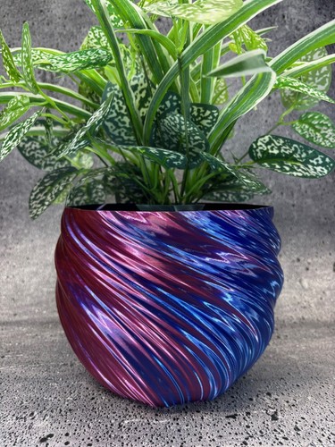 Printed flowerpot blue - 3d, flowerpot,